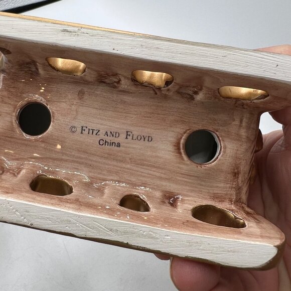 1995 Fitz & floyd Christmas dog And cat salt And pepper shakers In sleigh / vint - Picture 8 of 8